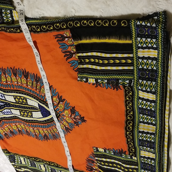 Dashiki African Print Pullover Shirt Top Blouse Orange Size Medium - Picture 5 of 6